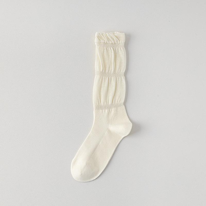 Women's Summer Thin Solid Color Mesh Boneless Loose Tube Pile Cotton Socks