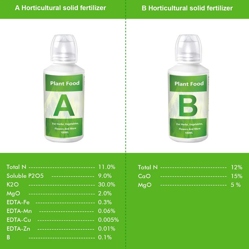 A And B Hydroponic Nutrients Liquid All Purpose Fertilizer Solution Kit For Garden Growing Vegetable Fruit Plant Flowers