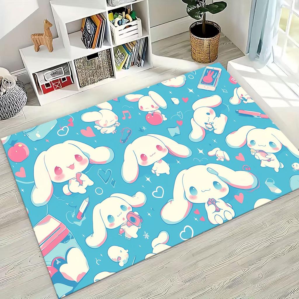 2026 New Cute Cinnamoroll Pompompurin Sanrio Cartoon Rug for Bedroom Living Room Sofa Home Doormat Decor, Kid Non-slip Floor Mat