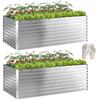 Set Of 2 Galvanized Raised Garden Beds 180 X 90 X 60 Cm Metal Raised Beds With Safe Edge Silver