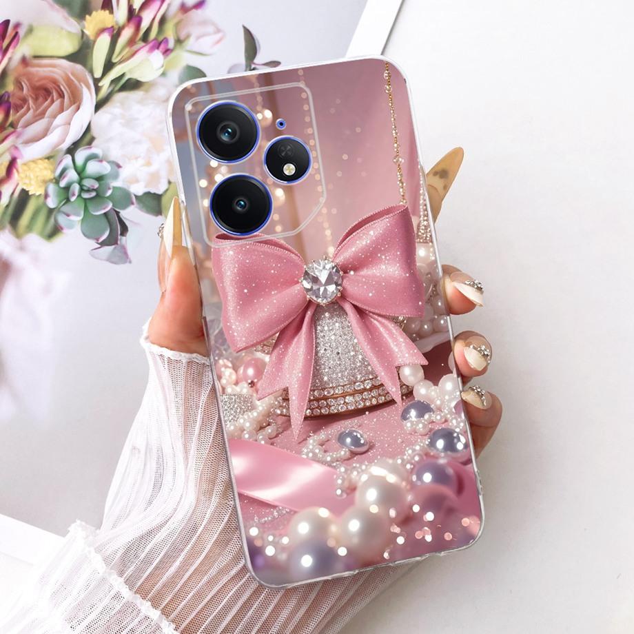 Etui na telefon Realme Neo7 Turbo Neo 7 Miękkie Przezroczyste Silikonowe Funda Wzór Kwiatowy Motyl Kokardka Smok Loong Tylna Pokrywa RMX5060