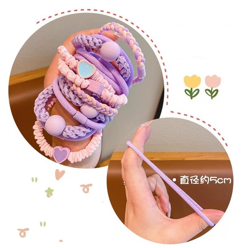 5PCS Colorful large circle children's rubber bands do not harm hair, girl headbands, Korean baby hair accessories, hair rings