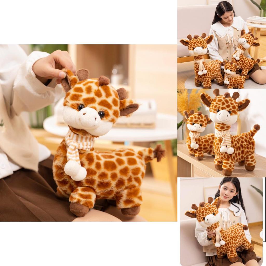 Adorable Giraffe Plush Toy Soft Stuffed Animal Scarf Long Neck Cute Deer Gift For Kids