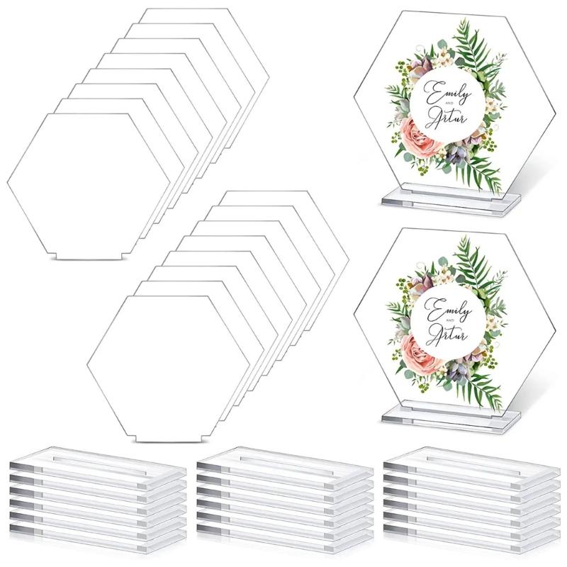 18 Pcs Acrylic Placement Card Holder Transparent Blank Desktop Display Stand Sign Stand Wedding Table Digital Plate 1
