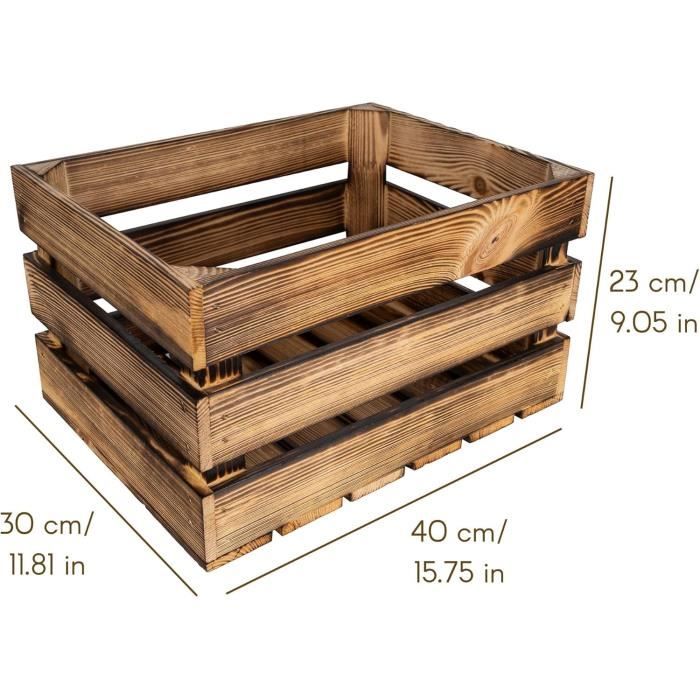 Creative Deco Set of 3 Torched Wooden Crate | 40 X 30 X 23 Cm | Wooden Storage Crate | Vintage Wooden Storage Crate