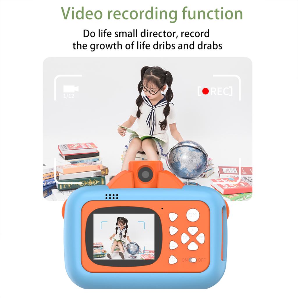 Aranyos gyerek azonnali fényképezőgép 1080P Kids digitális fényképezőgép Gyermek azonnali nyomtatási kamera 180 fokkal forgatható
