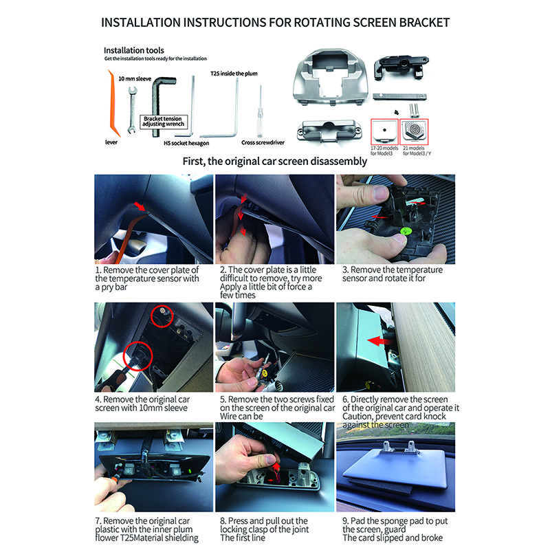 Car Screen Rotating Holder for Tesla Model 3 Y 2017-2022 Center Console Swivel Mount Bracket 15/30 Degrees GPS Scereen Rotation