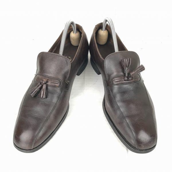 80er-90er Vintage Florsheim Leder Quasten Loafer Slipper Herren 26.5 Braun Blau Fenster(GEBRAUCHT)