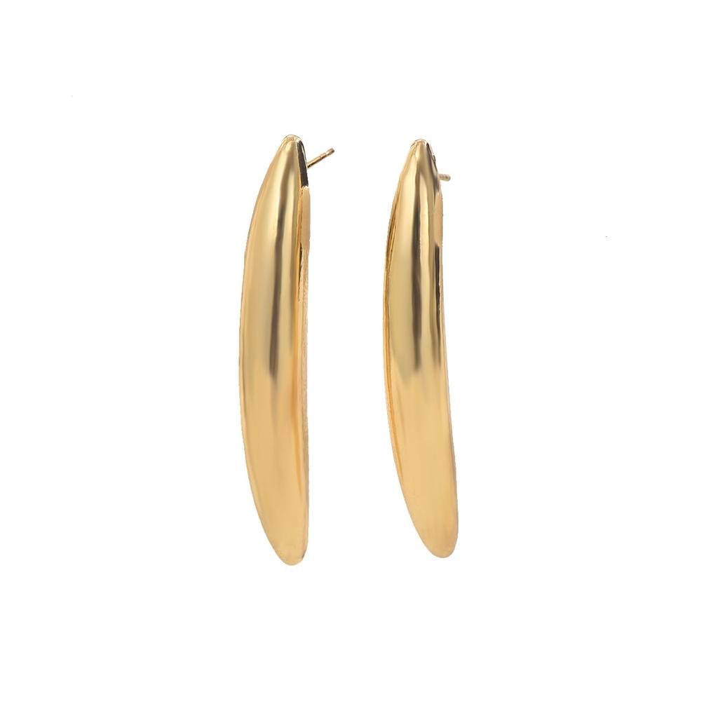 1011 New European and American Jewelry, Geometric Arc Water Drop Design, Metal Earrings, Versatile Long Stud Earrings for Women