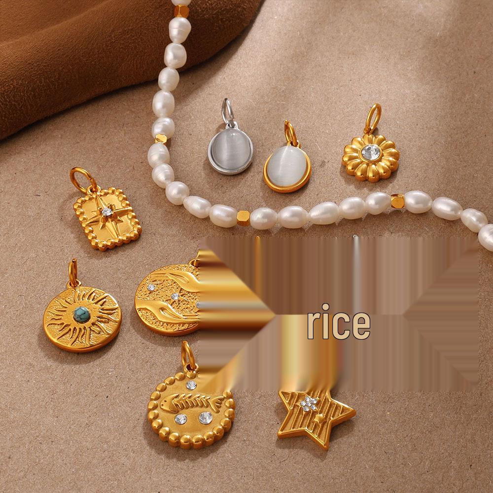 European & American Stainless Steel Sun Design Niche Jewelry - Luxurious, Non-Fading Star Gold for Women
