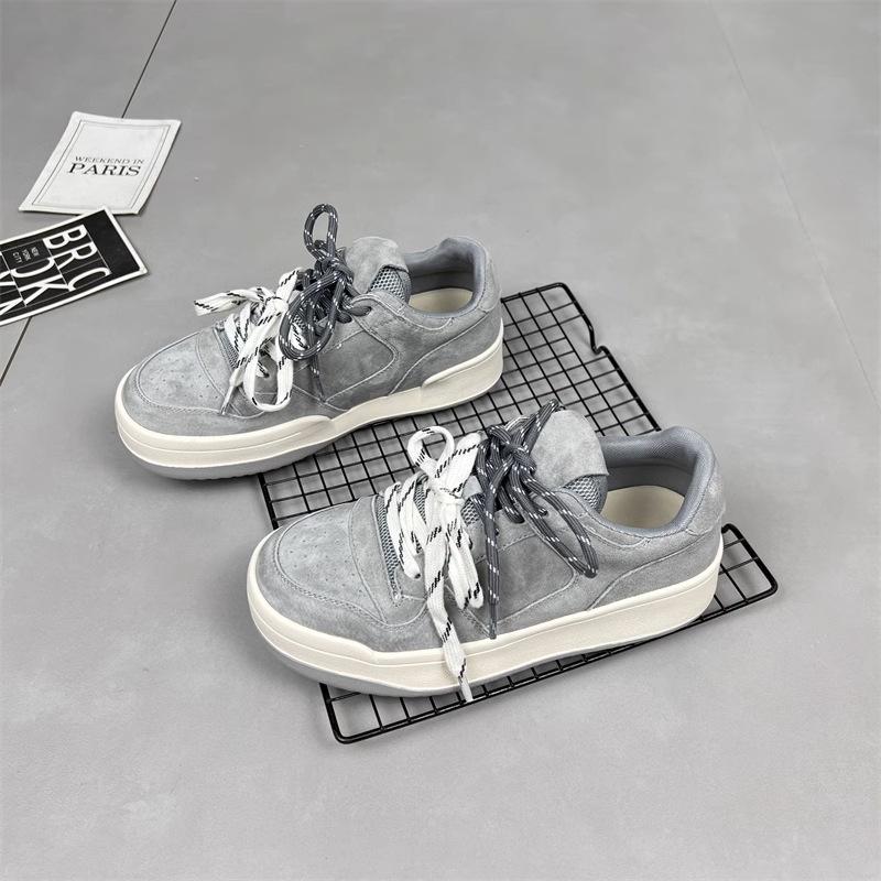 Spring new matte board shoes simple and versatile casual thick-soled lace-up light sports little white shoes women