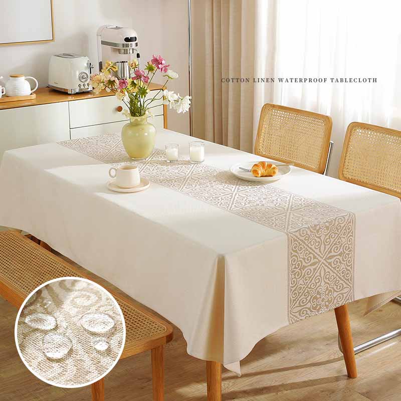 Thickened Imitation Cotton Linen Dining Household Square Wear-resistant Waterproof Oil Proof Tablecloth