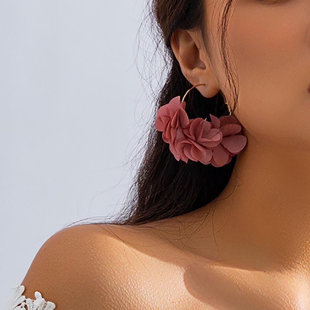 Salircon Bohemian Colorful Flower Pendant Earrings For Women Fashion Big Hoop Earrings Trend Aesthetics Summer Beach Jewelry