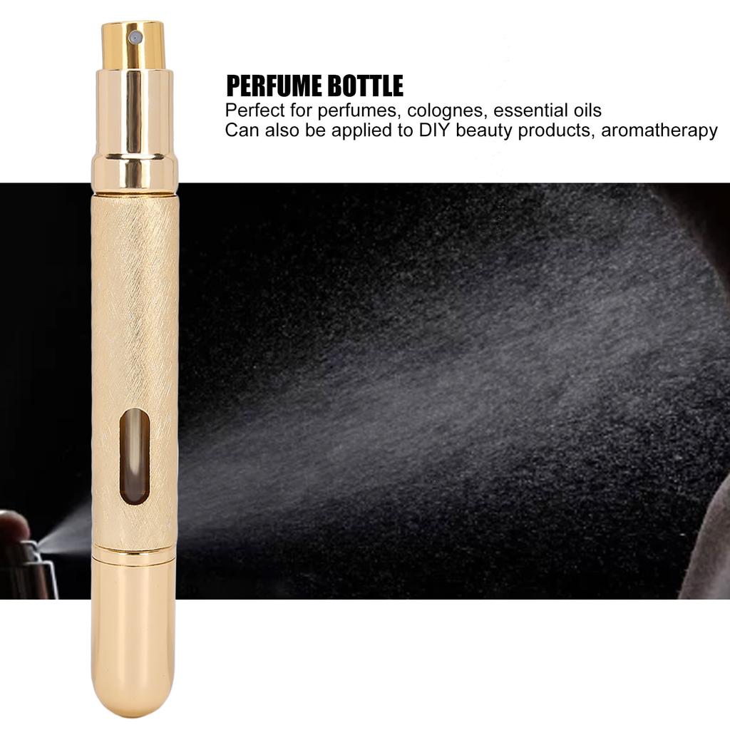 10ml Round Press Perfume Bottle Portable Glass Empty Refillable Perfume Bottle (Gold)