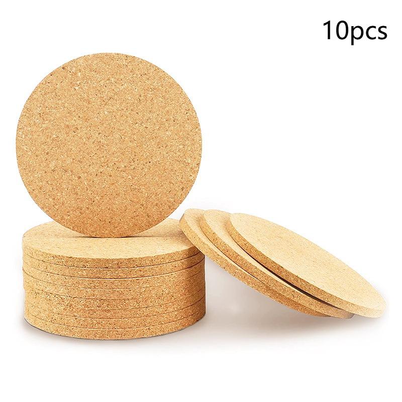 

10Pcs Cup Mat Natural Round Wooden Pad Durable Non-Slip Cork Coaster Tea Coffee Mug Drinks Holder For Table Decor Diy Tableware