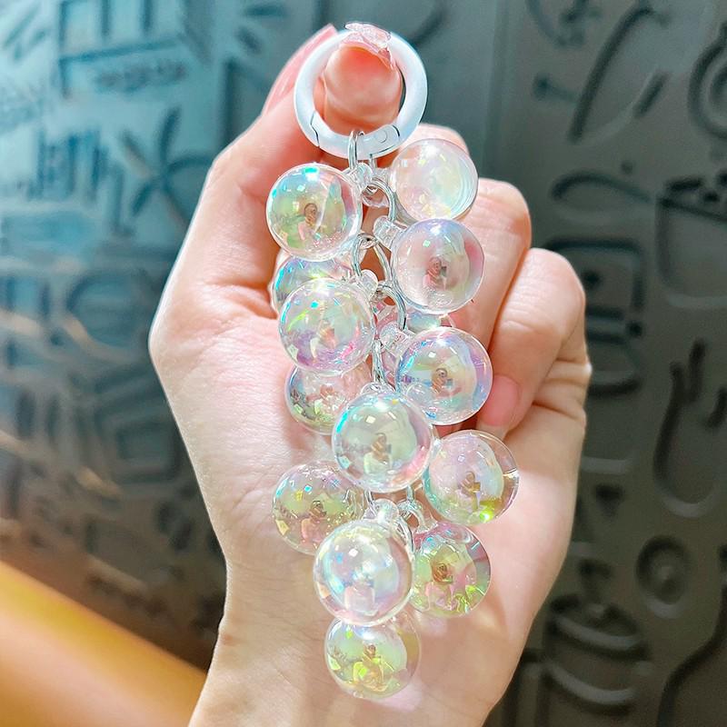 Acrylic Grape Bunch Keychain: Cute Couple Bag Charm & Creative Car Keyring for Women
