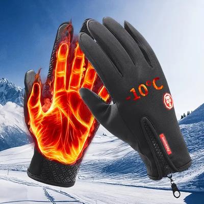 2024 Zimní větruodolné termální rukavice s dotykovou obrazovkou, nepromokavé, turistické, lyžařské, rybářské, cyklistické, venkovní, snowboardové rukavice