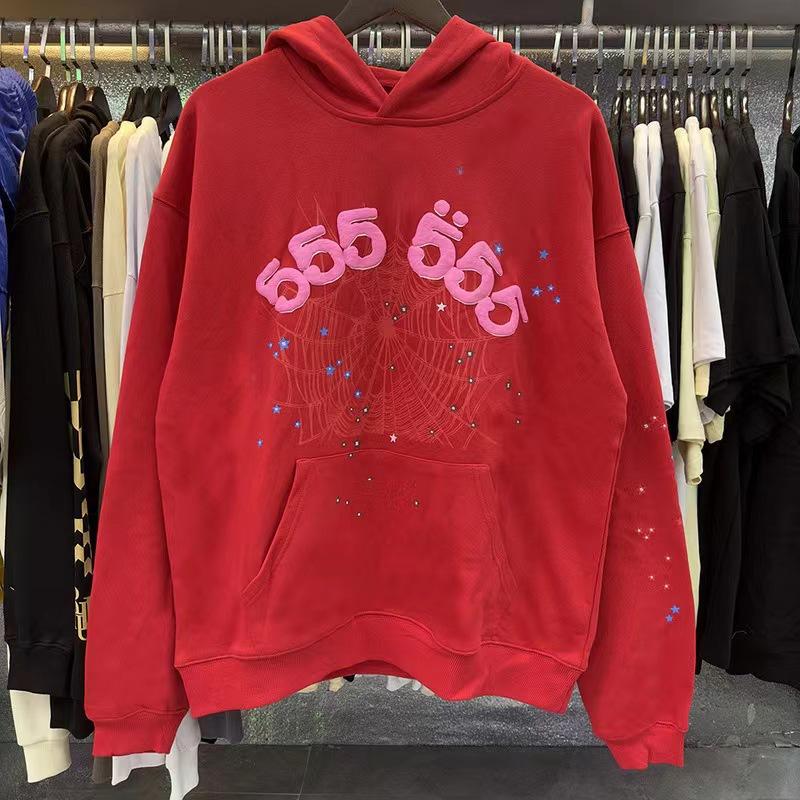 Unisex Loose Fit Two Piece Tracksuit Long Sleeve Hoodie Elastic Waist Sweatpants Spider Rhinestone Print Streetwear Matching Outfit Set