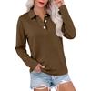 Women's Casual Long Sleeve Button Down Color Lapel Blouse