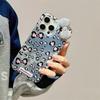 Korean Style Leopard Print Phone Case With 3D Bow IPhone 15 Pro Max Shockproof Glossy PC Cover In Or Pink