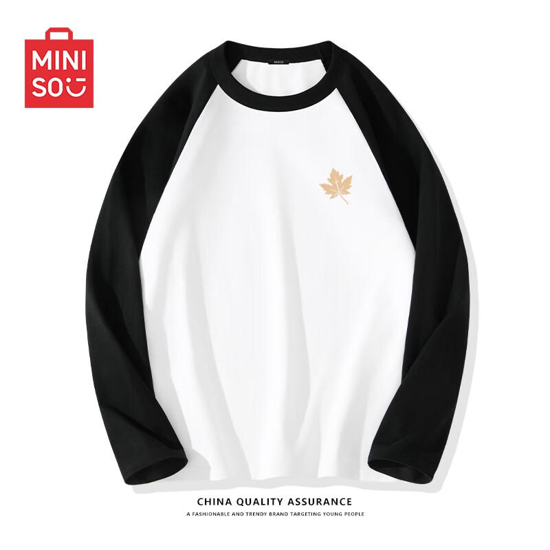 MINISO Men's American Retro Heavyweight Cotton Raglan Long-Sleeve T-Shirt