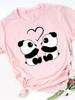 Maycaur Sommer Damen T-Shirt Lockere Oberteile Niedlicher Panda Herz Druck Kurzarm Weiblich Locker Lässig T-Shirt Damen Oberteil Tee