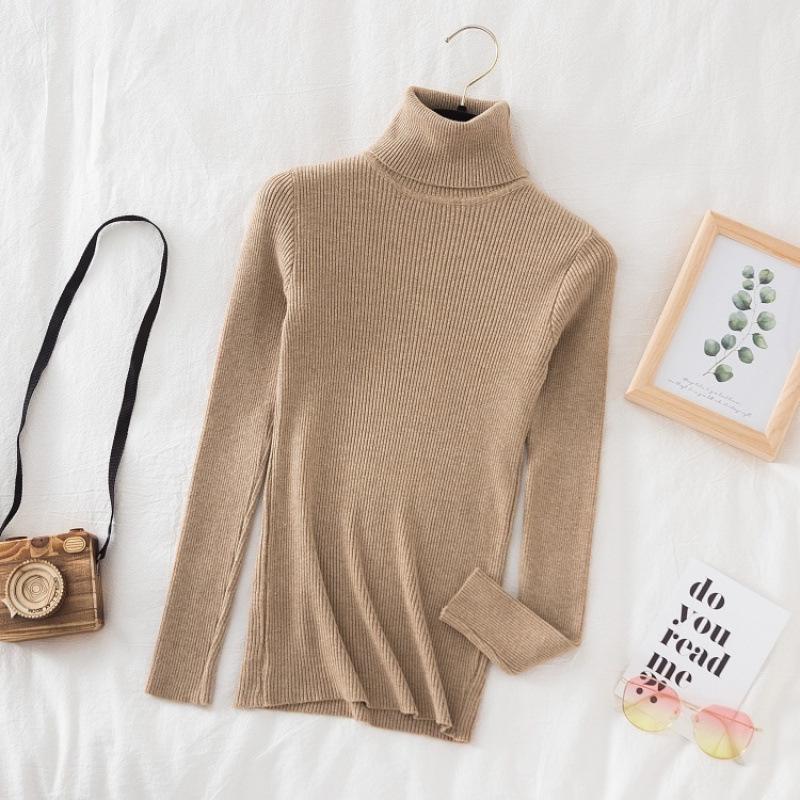 Women's High Neck Slim Fit Knitted Pullover Sweater - Long Sleeve Solid Base Layer for Autumn/Winter (2025 Bestseller)