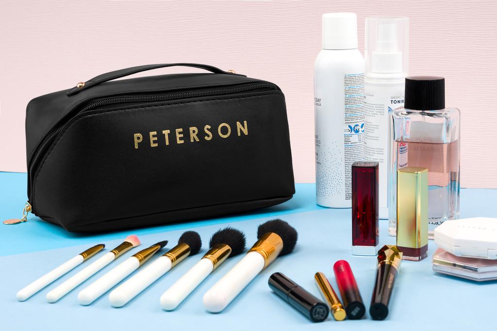 Large, travel cosmetic bag for women made of eco-leather - Peterson