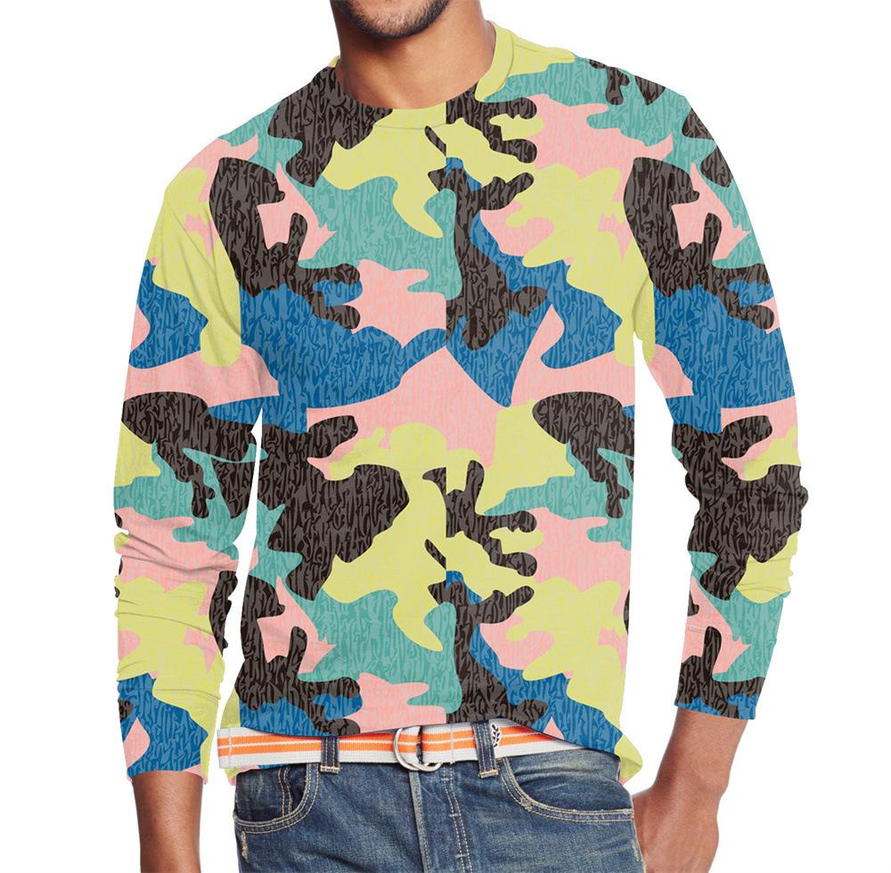 

Men s Summer Long Sleeve 3d Camouflage Graphic Print T-Shirt Top Men Streetwear Clothing O Neck Long Sleeve T-Shirt Women s Pullover S