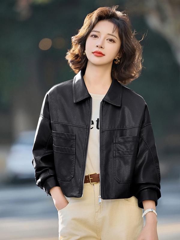 Women's Haining Genuine Leather Sheepskin Jacket, Small, Short, Plus Size, 2025 Spring/Autumn Collection