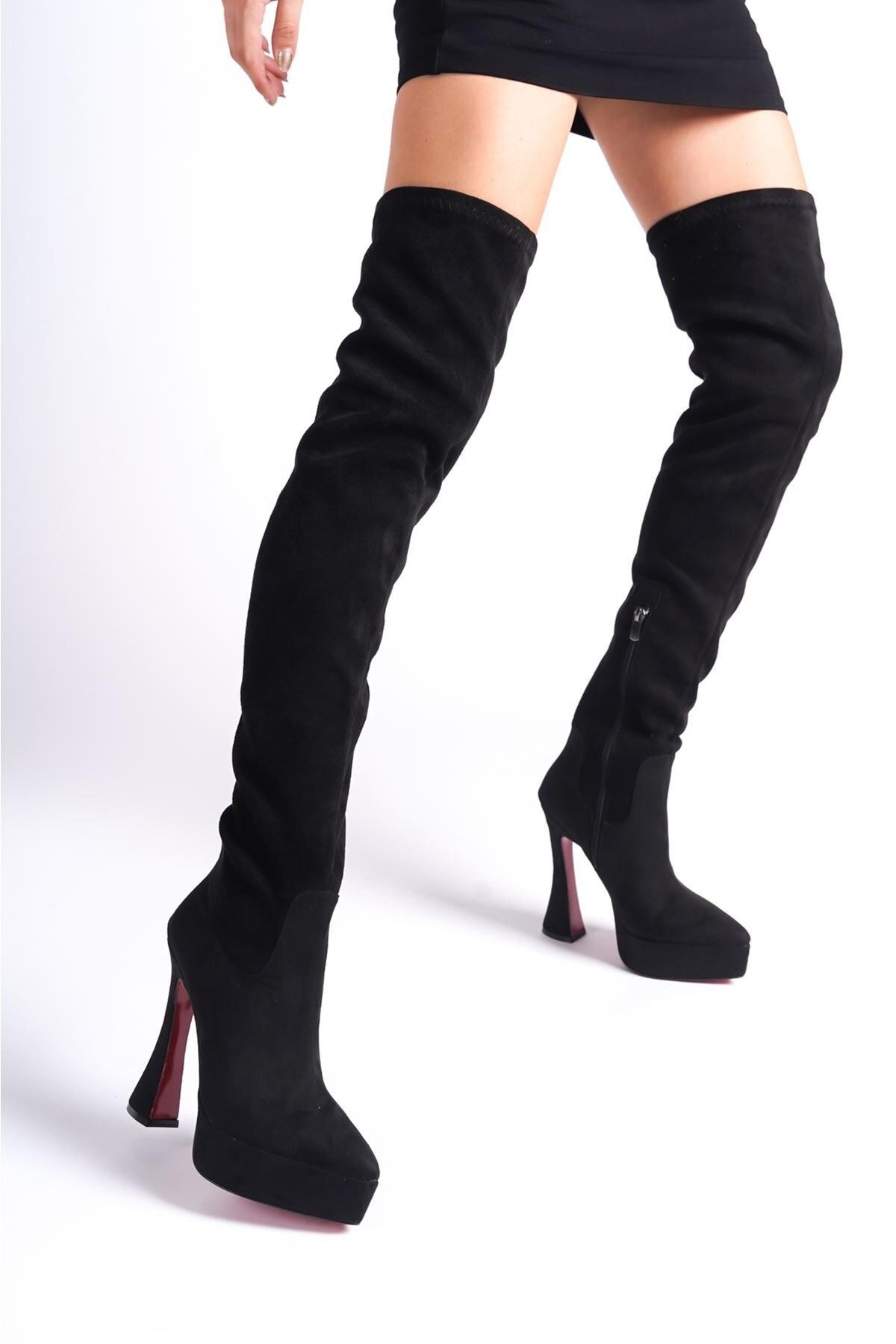 

Women s Fashion Style Special Design Pointed Toe Platform Over The Knee Stretch Boots 36