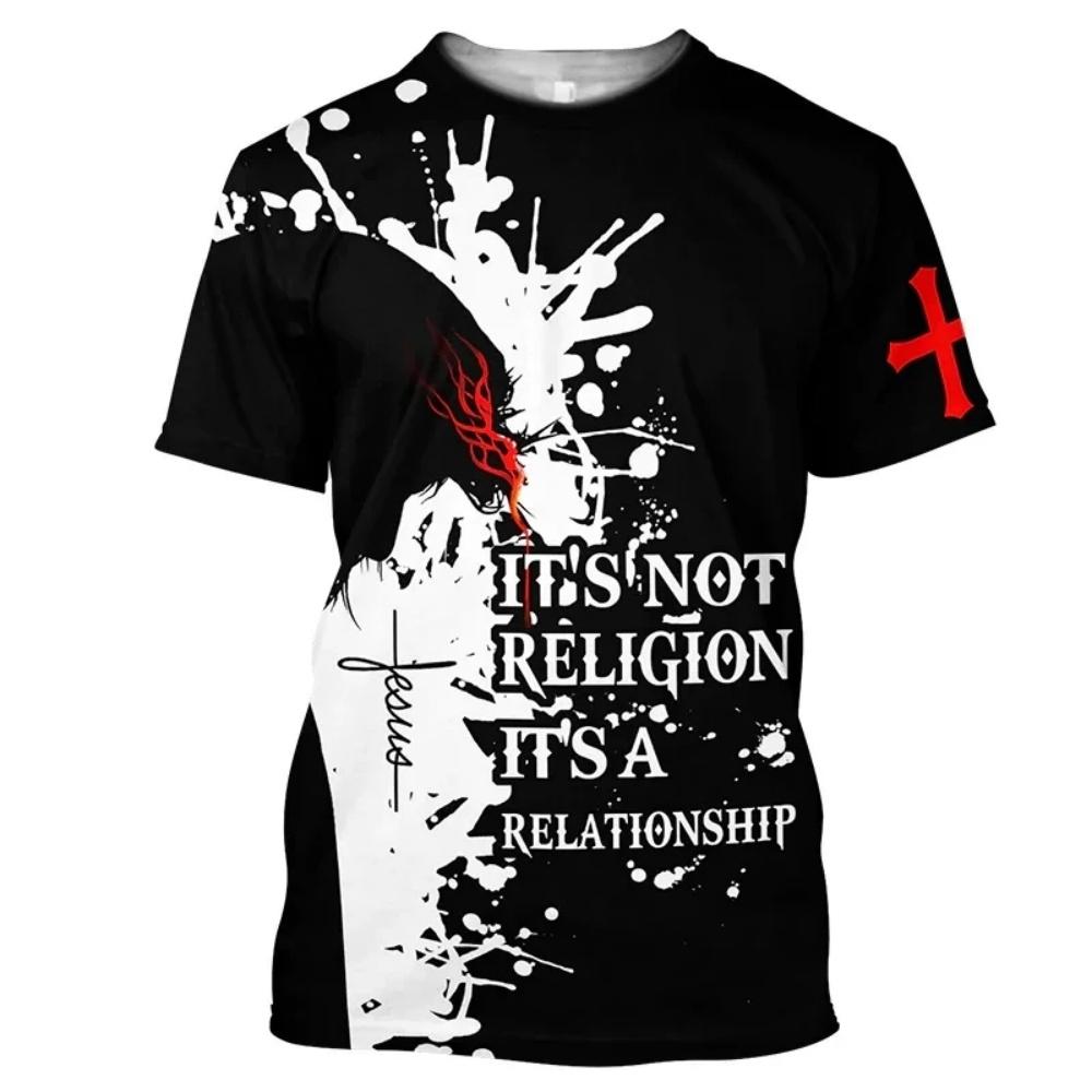 Summer Men's T-Shirt Christ Jesus Cross Lion 3D Print Tees Top Hip Hop Loose Short Sleeve Streetwear Vintage Oversized Women T-shirt