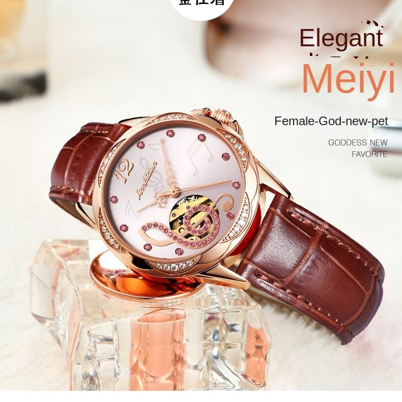 Ruch JINSHIDUN Zegarek marki JinshidUN Wodoodporny stalowy ceramiczny zegarek mechaniczny Zegarek damski Zegarek damski