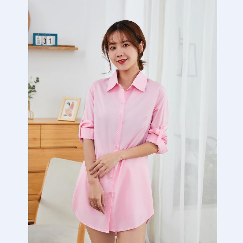 Mid Length Women Shirt Korean Fashion Womens Tops BF Sexy Shirt Long Sleeve Blouse Women Autumn Female Clothes White Shirt Women