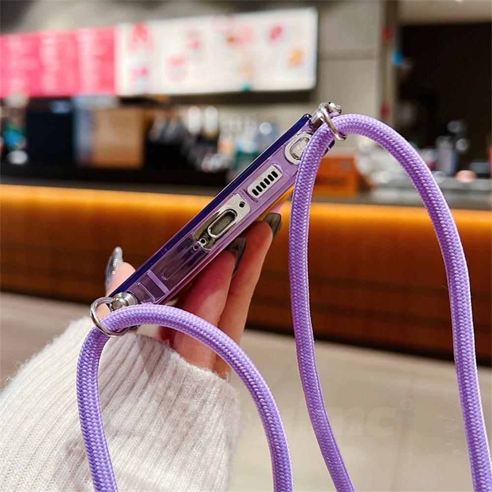 Shockproof  Strap Phone Case For Samsung Galaxy S24 Ultra S23 Plus S22 S21 S20 FE A24 A54 A14 Crossbody Cord Lanyard Clear Cover