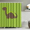 Kids Dinosaur Shower Curtain Green Brown Striped Pattern Waterproof Fabric Perfect For Bathroom Decor