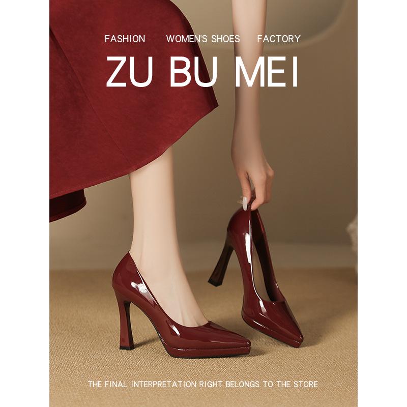 Women's 2025 Spring Simple Solid Color Pointed Toe Stiletto Heels