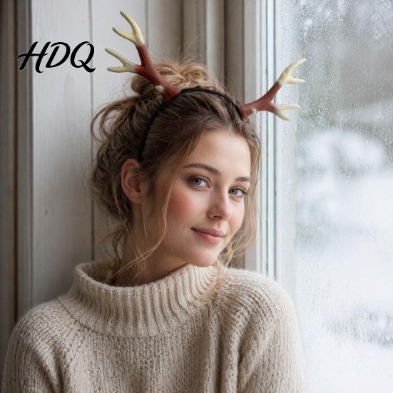 Einzigartiges Halloween-Kopfschmuck für Fotos Hirschgeweih-Haarband, Realistisches Wald-Cosplay-Kostüm, Gothic-Party-Kostüm-Haarband Stil Elastisches Haarband,