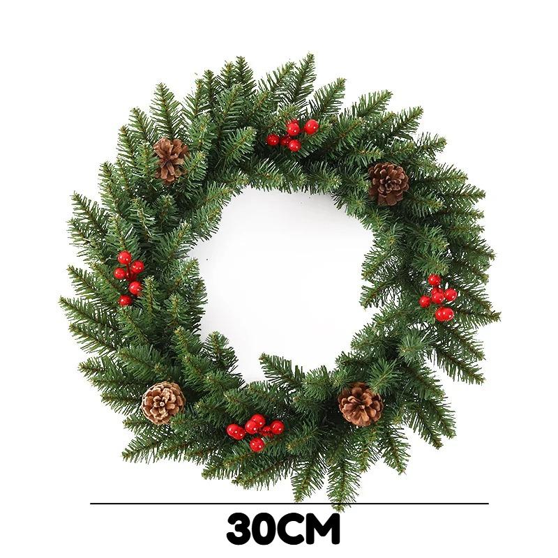 3Styles Red Christmas Wreath Elegant PVC Fruit Wreath Window Door Wall Ornament Home Halloween Decor Gifts
