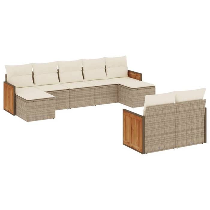 VidaXL Garden Lounge Set with Cushions 9 Pcs, Patio Sofas, Furniture Set, Outdoor Terrace Furniture, Beige 3260483