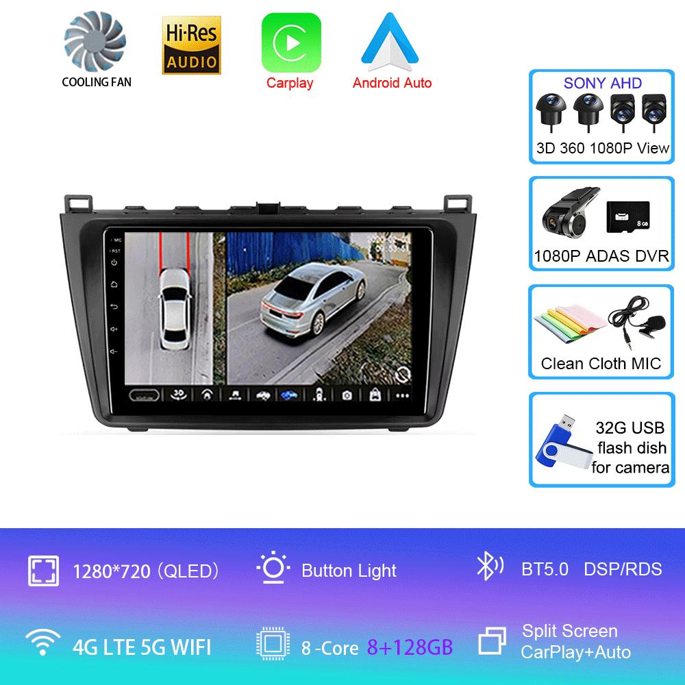 Android14 Carplay Auto For Mazda 6 GH 2007 2008 2009 2010 2011 2012 Multimedia GPS Car Radio Video Player Stereo 2din Head Unit