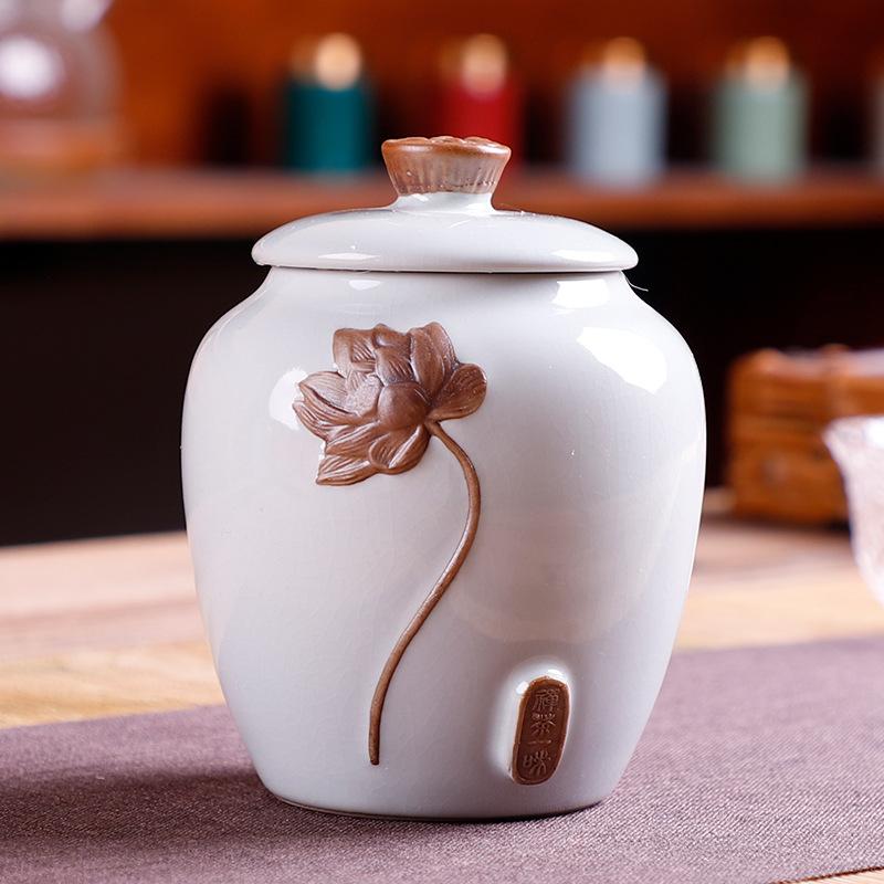 Flower Pattern Tea Box Porcelain Tea Caddy For Kitchen Decor Portable Sealed Jar Moisture-Proof Coffee Canister Tea Accessories