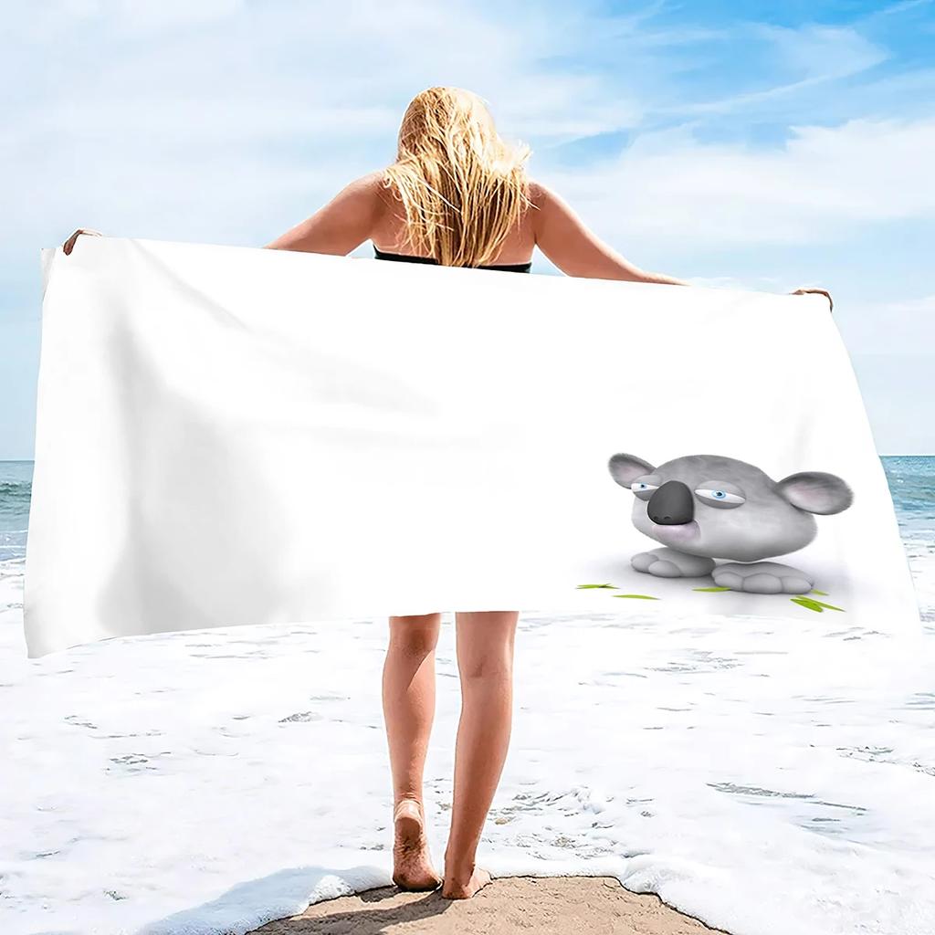 Cartoon Koala Strandtuch, Mikrofaser Große Badetücher, Schnelltrocknende Pooltücher Übergröße, Fitnessstudio Poolseite Sonnenliege Überwurf für Männer Frauen