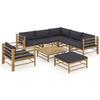 Exclusive House - 8-piece Garden Furniture Set with Dark Grey Cushions Bamboo