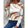 New Women's Autumn Long-Sleeve T-Shirt Stylish Color-Block Print Crew Neck Casual Yet Comfortable Style Perfect for Commuting
