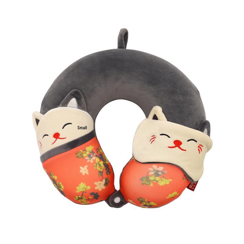 Cuscino per il Collo a Forma di U in Memory Foam con Animali dei Cartoni Animati per Viaggio, Casa o Ufficio Reclinabile
