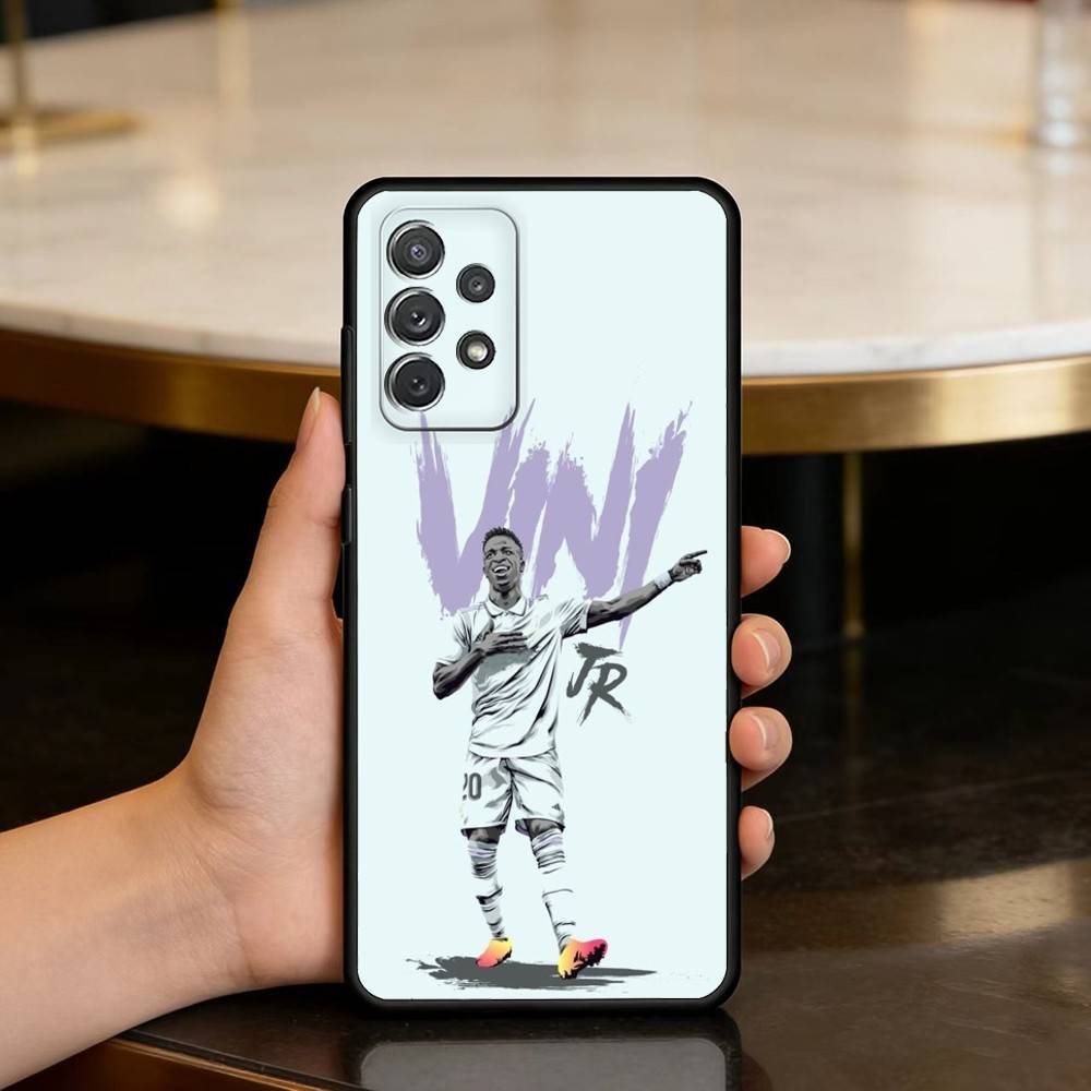 

V-Vinicius J-Junior Soft Silicone Black Cover Phone Case For Samsung Galaxy A73,A72,A71,A70,A53,A52,A51 Samsung a71 5g