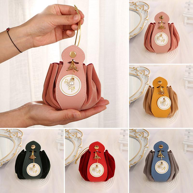 1pc Candy Bag Birthday Party Leather Packaging With Drawstring Candy Packaging Bag Tote Bag Wedding Favors Gift Bag Decoration