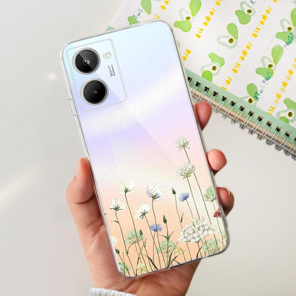 Cute Flower Cat Painted Case For Realme 10 / Realme 10 Pro / Realme 10 Pro+ Soft Silicone TPU Cover For Realme10 4G 10Pro Plus