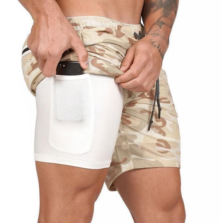 Sport Shorts Men Sportswear Double-deck Running Shorts 2 In 1 Beach Bottoms Summer Gym Fitness Training Jogging Short Pants